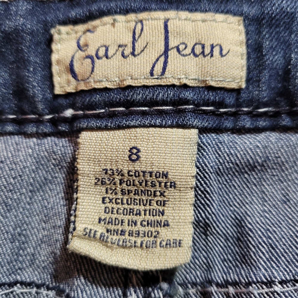Earl Bootcut Jeans Women 8 Blue Rhinestone Embellished Distressed 31x31 - Picture 7 of 8
